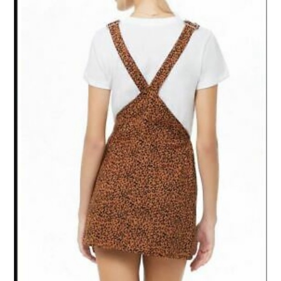 Denim Leopard Print Overall Dress - Picture 2 of 6